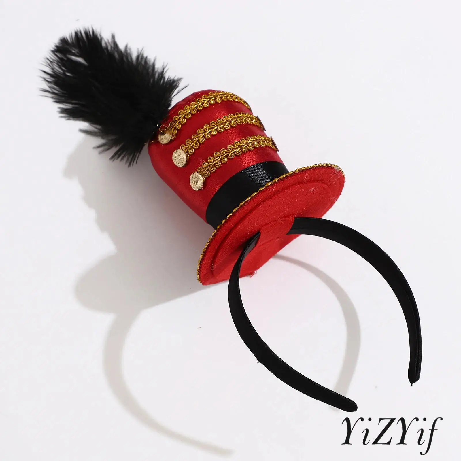 

Рождественский цилиндр, повязка на голову, украшенная золотой лямкой, солдатская мини-цилиндр, повязка на голову для Хэллоуина, чаепития, Новогодняя вечеринка