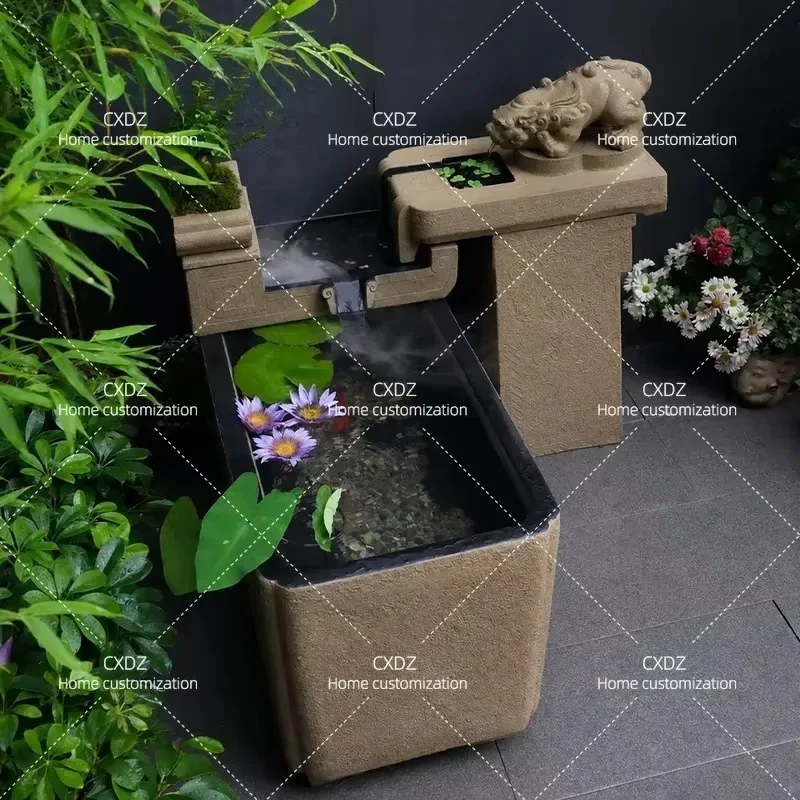 Creative Decorative Courtyard Water Ornaments Chinese Outdoor Garden Terrace Balcony Landscaping Fish Pond Circulating Water