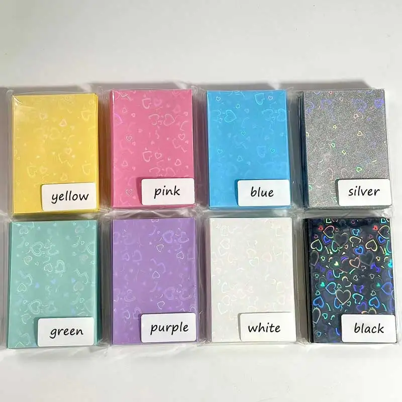 50Pcs/Pack Holographic Heart Kpop Photocard Sleeves Double Layer Matte Card Protector for Photo Cards Album Collectibles