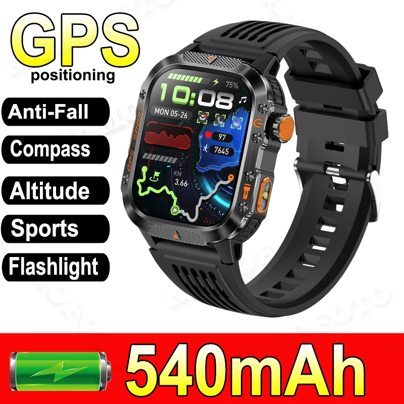 

Military-grade Outdoor Sports Smart Watch Men Women GPS Compass Anti-drop Anti-corrosion 540mAh Strong LED Flashlight Smartwatch