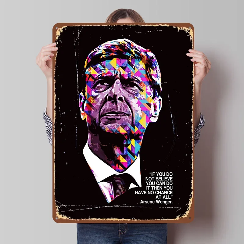 ARSENE WENGER QUOTE Tinplate Poster Customized Wall Art Vintage Metal Signs Retro Tin Plaque for Decoration Room Wand Deko Decor