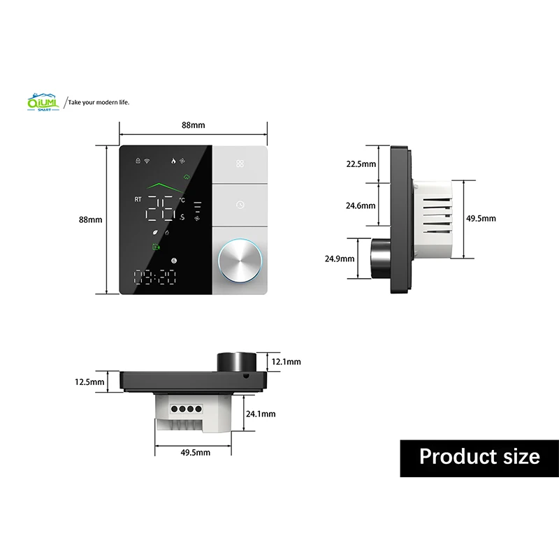 Qiumi-termostato inteligente con perilla Wifi, Control por aplicación Smart Life, funciona con Alexa y Google Home