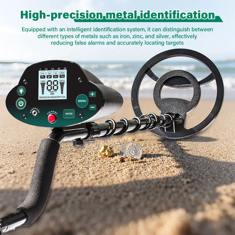 MD-5030P Metal Detector 8 Inch IP68 Waterproof Coil High Accuracy With All Metal Disc Notch Pinpoint Modes For Adults Gold