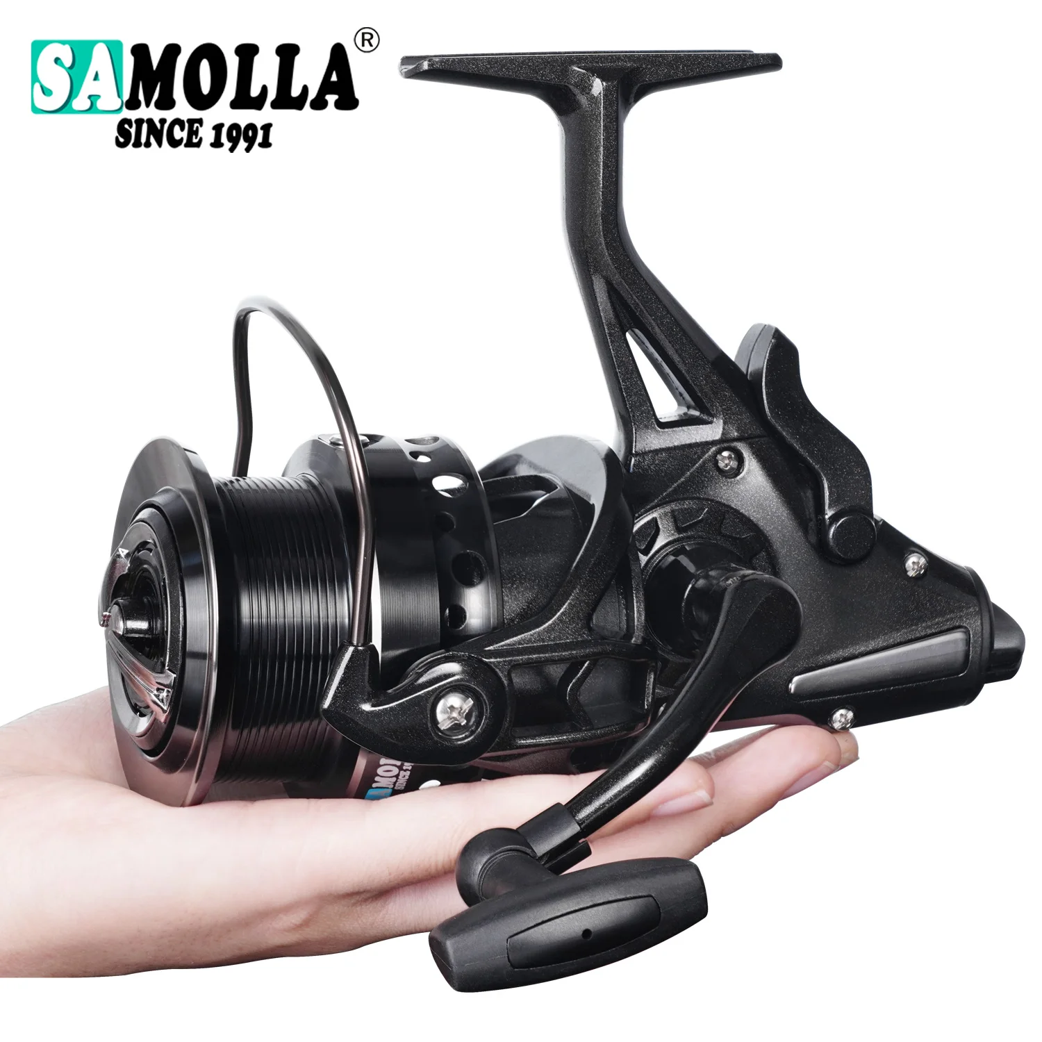 SAMOLLA carrete de pesca giratorio carrete de pesca de carpa mar doble arrastre carrete de Metal Jigging Trolling tiro largo fundición 12-15kg arrastre máximo
