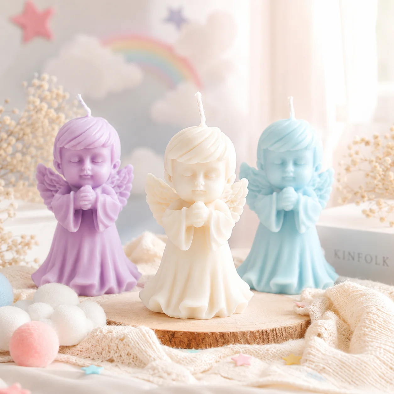 3D Praying Angel Silicone Mold – Cherub Candle Mold for Resin, Soap, Plaster & Aromatherapy DIY Home Decor Gift