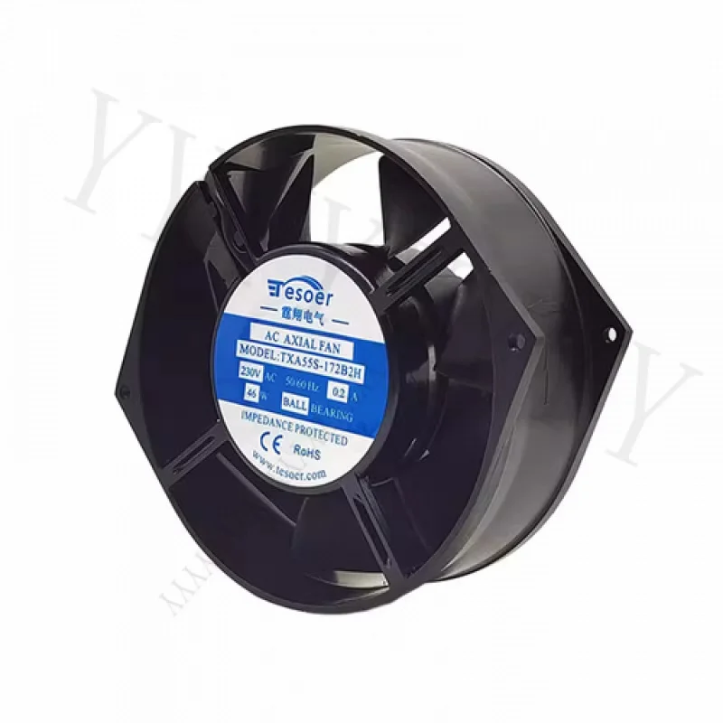 Y+ para TESOER TXA55S-172B2H AC230V 0.2A 17255 17CM Ventilador de refrigeración de metal