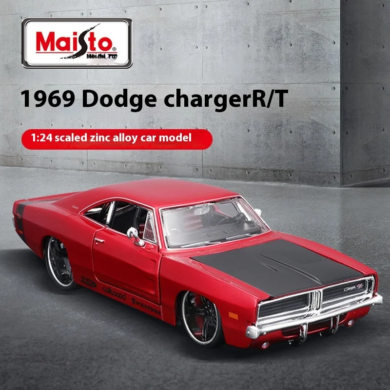 Dodge 1969 DGE chargerr/t Car Metal Maisto 1:24โมเดลรถยนต์อัลลอยด์สามารถเปิดได้ในหลายสถานที่เพื่อรวบรวมของขวัญ