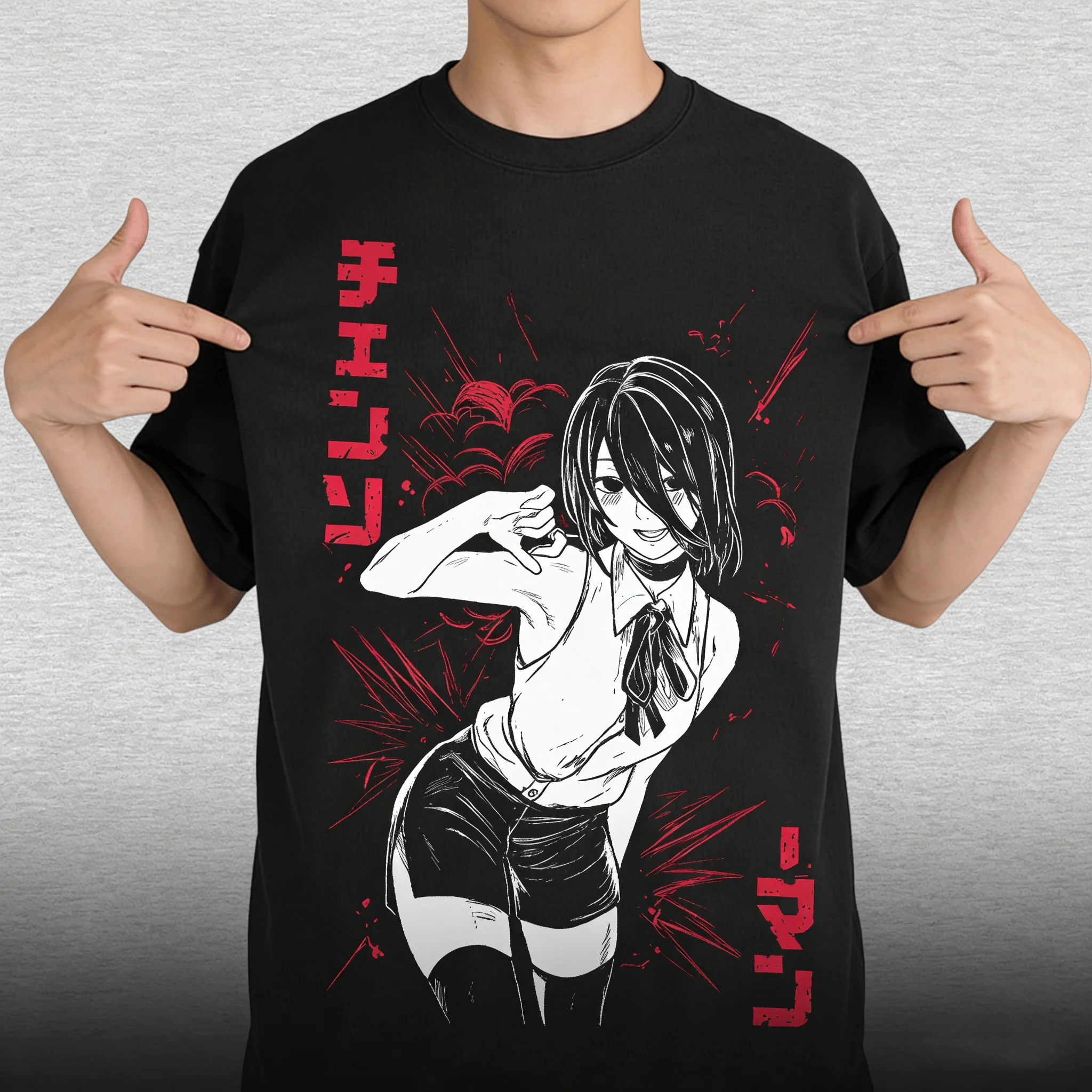 

anime ChainsawMan Reze Graphic Men T-Shirt Oversized 100% Cotton Unisex O-Neck Short Sleeve Y2k Fashion Popular Streetwear Tee