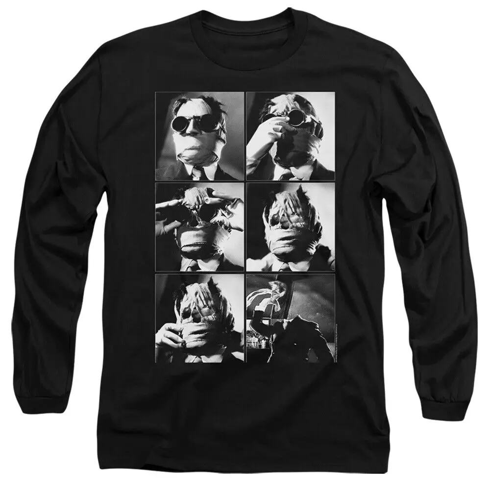 

The Invisible Man Long Sleeve T-Shirt Bandage Mask Black Tee