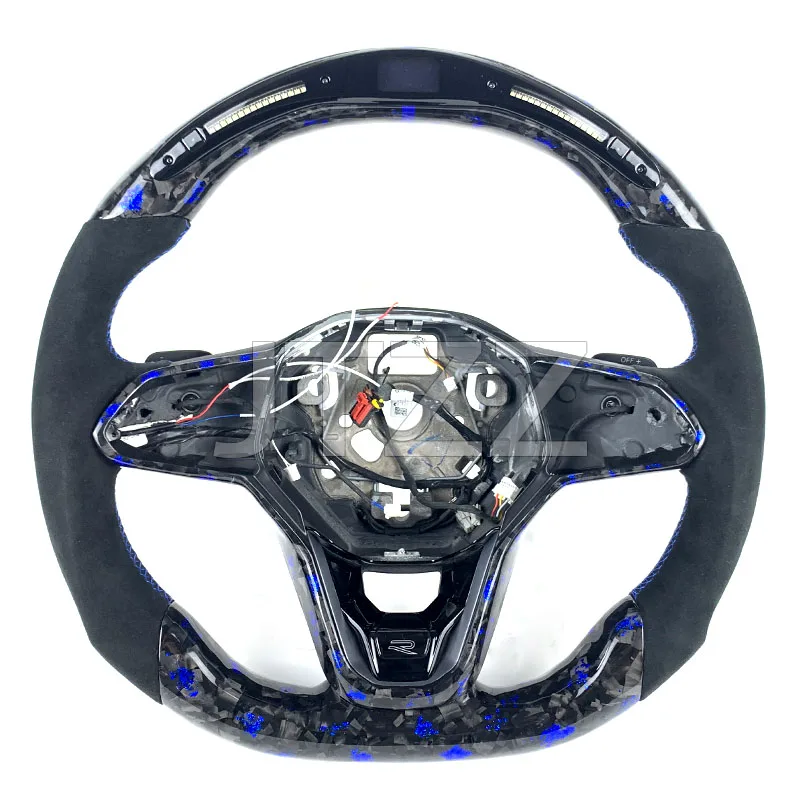 

FOR Volkswagen Golf MK8 GTI GTD GTE Blue Forged Carbon Fiber LED Display Style Customized Steering Wheel 2019-2024