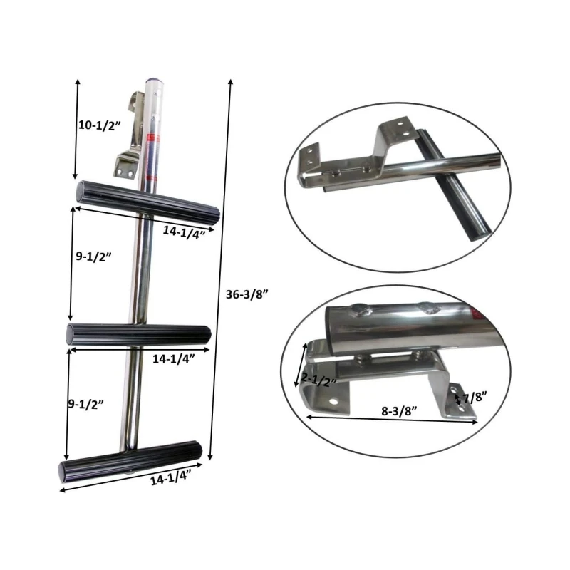 ISURE MARINE 3 Step Stainless Steel Boat Transom Diving Ladder Sport Dive Ladder with Bracket for Boat Yacht