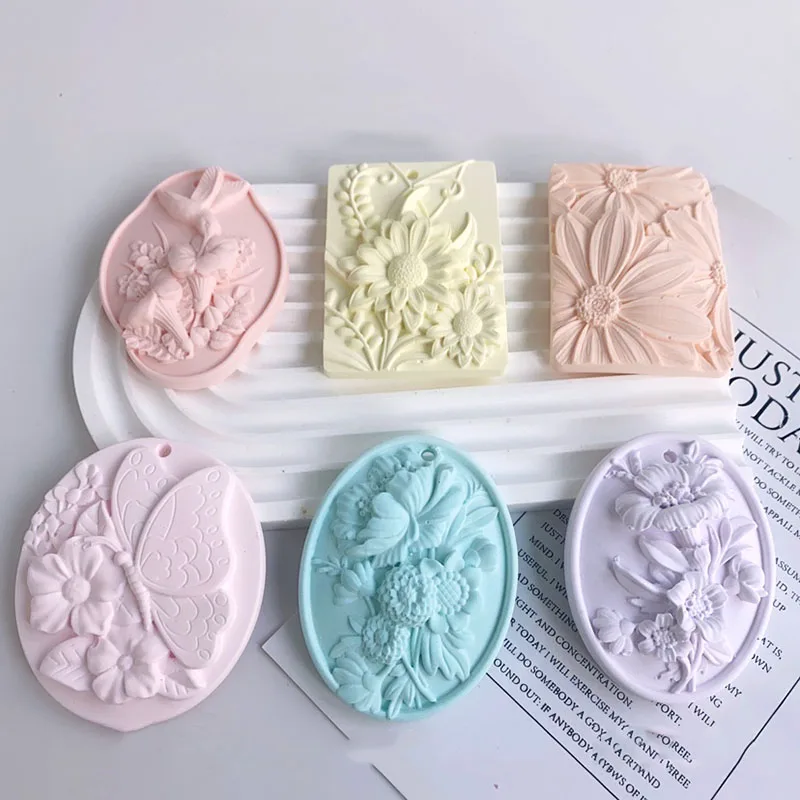 Creative Flower Aromatherapy Wax Tablets Silicone Mold DIY Butterfly Scented Plaster Pendant Gypsum Decoration Molds