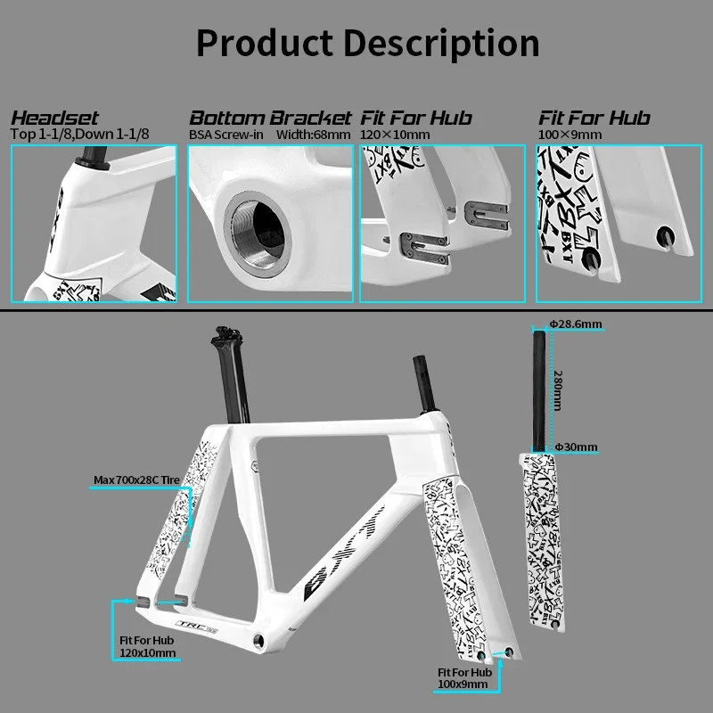 2025 New Exclusive Patent Full Carbon Track Frame Single Speed Carbon Track Bike Frames 700C Fixed Gear Bicycle Frameset - view 3