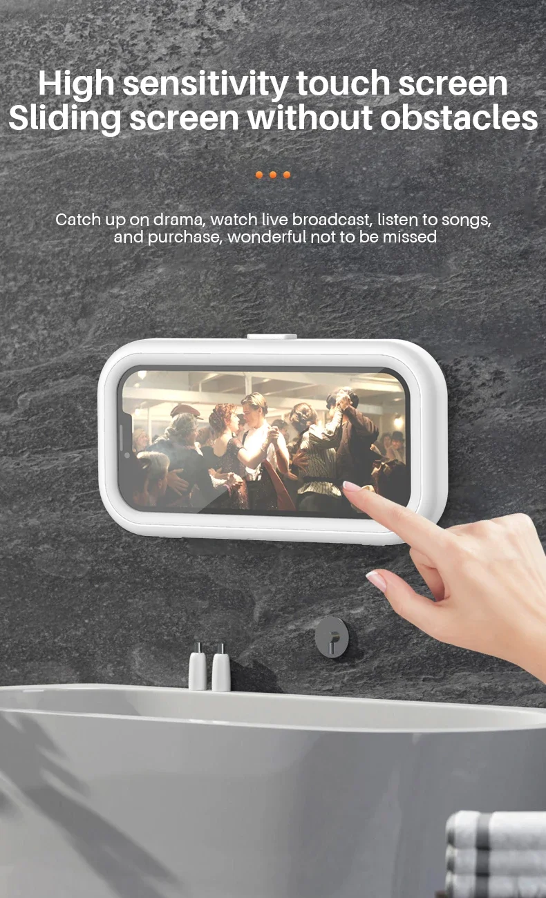 Neue Rotation Wasserdichte Badezimmer Telefon Wand Halterung Einstellbare Dusche Telefon Fall Stick auf Wand Bad Wc Telefon Halter – Detail 10