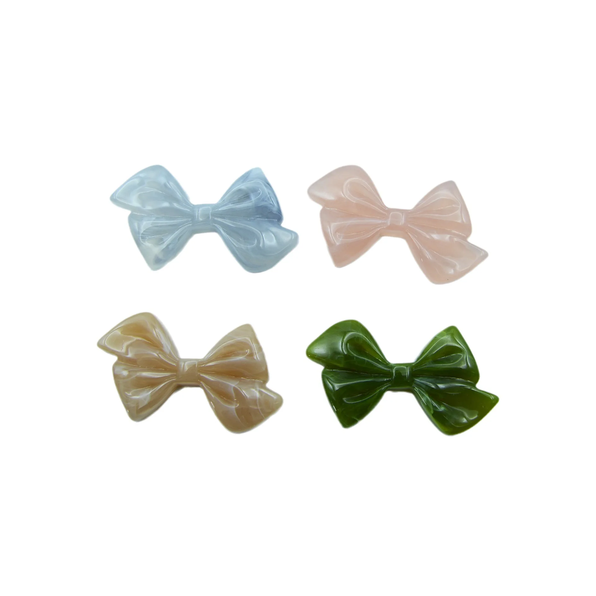 5 Pieces  28 * 50mm Jelly Colored Acrylic Large Bow with No Holes or Loose Beads  DIY Charm Handmade Hair Accessories Materials