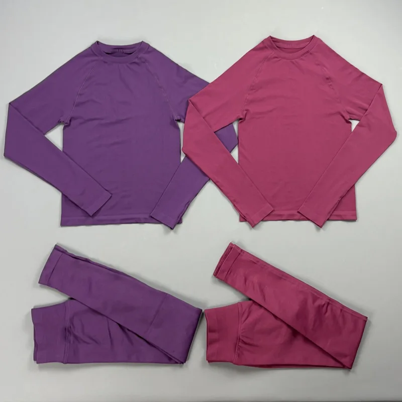 2-teiliges Sport-Set für Damen: Atmungsaktives, elastisches Langarm-Oberteil und nahtlose Po-Lifting-Leggings – Ideal für Gym, Laufen und Fitness – Detail 6