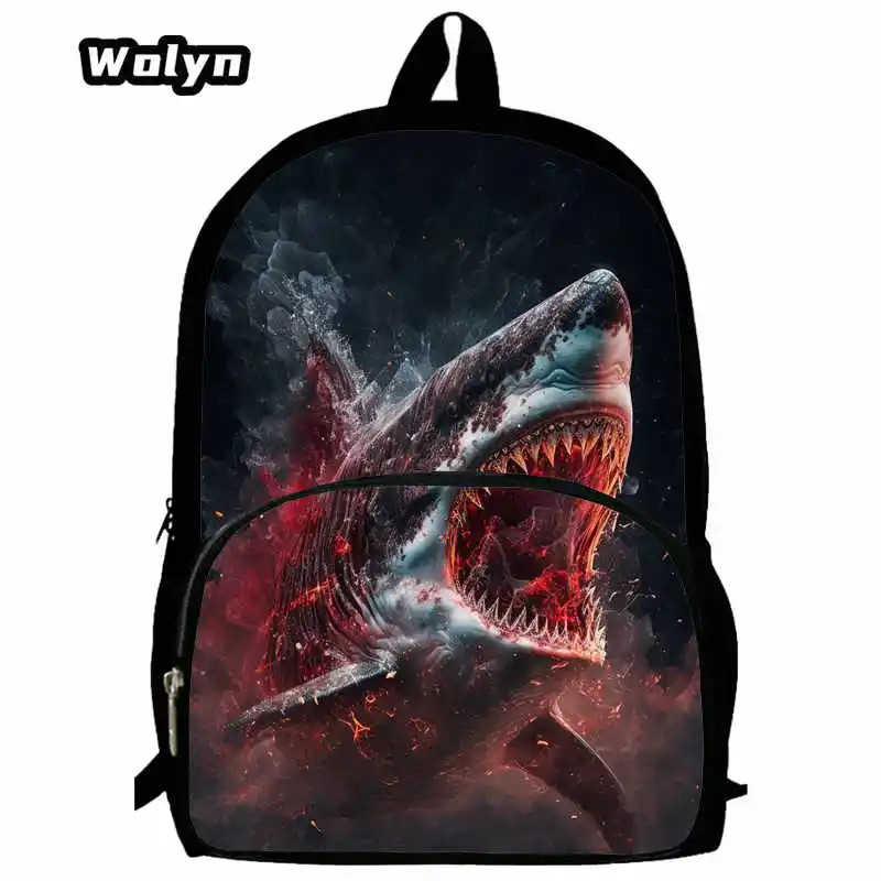 

3D Shark Children Backpack for Grade 1-3, Cartoon School Bags for Boys Girls ,Large Capacity &Durable Animal Print Kids Bookbags