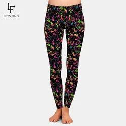 Letsfind moda 3d aguarela splatter padrão impressão digital leggings femininas de cintura alta aptidão magro estiramento leggings