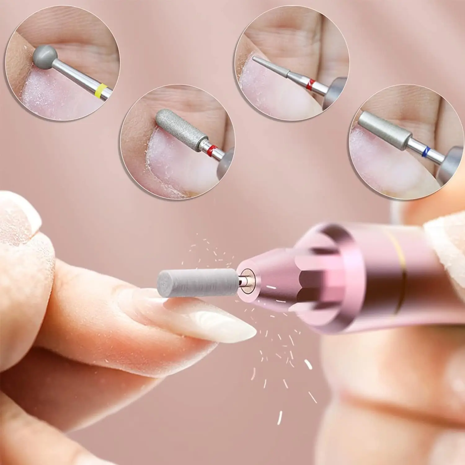 30Pcs Nail Drill Sanding Head Set Precision Cuticle File Bits for Acrylic Gel Removal Manicure Pedicure Salon Home