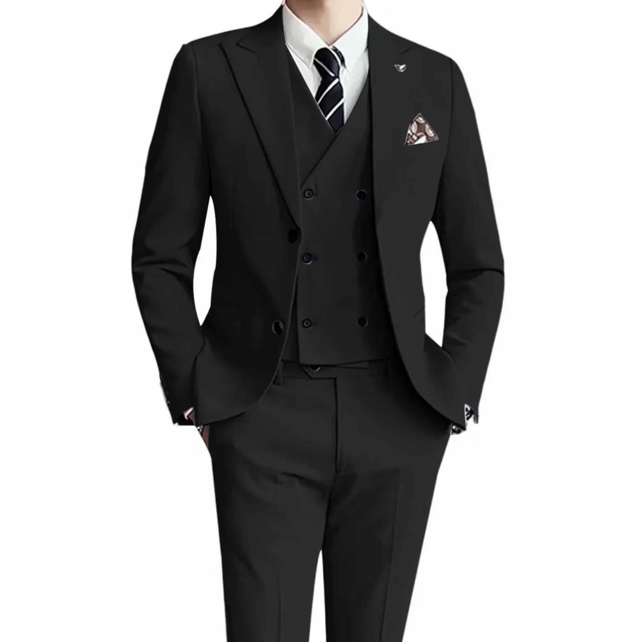 

Luxury Men's Suits Regular Slim Fit 3-Piece Blazer Vest And Pants Prom Tuxedos Business Blazer Vest Pants
