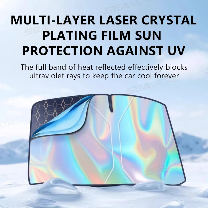SEAMETAL Foldable Windshield Sunshade Thick 5-Layer Windscreen Sun Protection Cover Privacy Curtain Universal for Sedan Suv Mpv