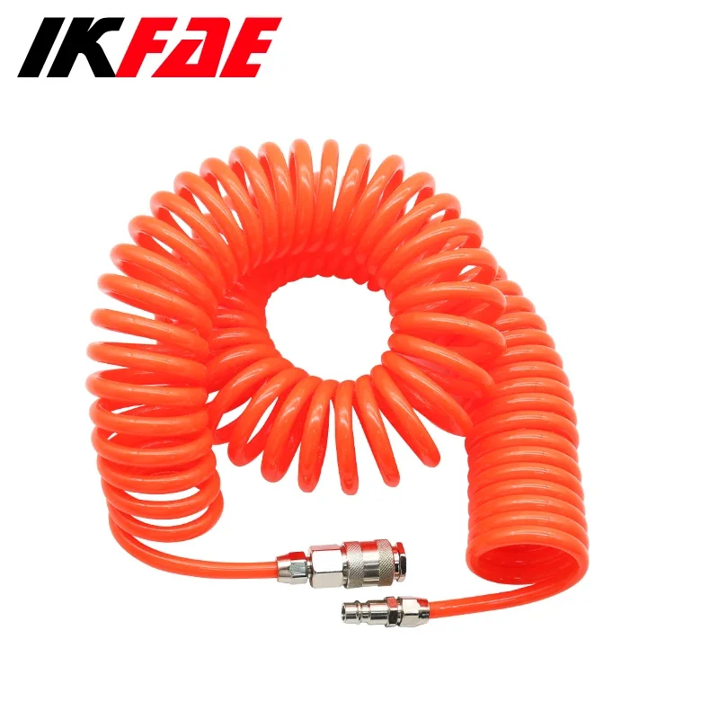 PU pipe 8mm x 5mm Polyurethane Air Compressor Hose Tube With EU/C Type Fitting Flexible Tool Connector Spring Spiral Pipe 8*5