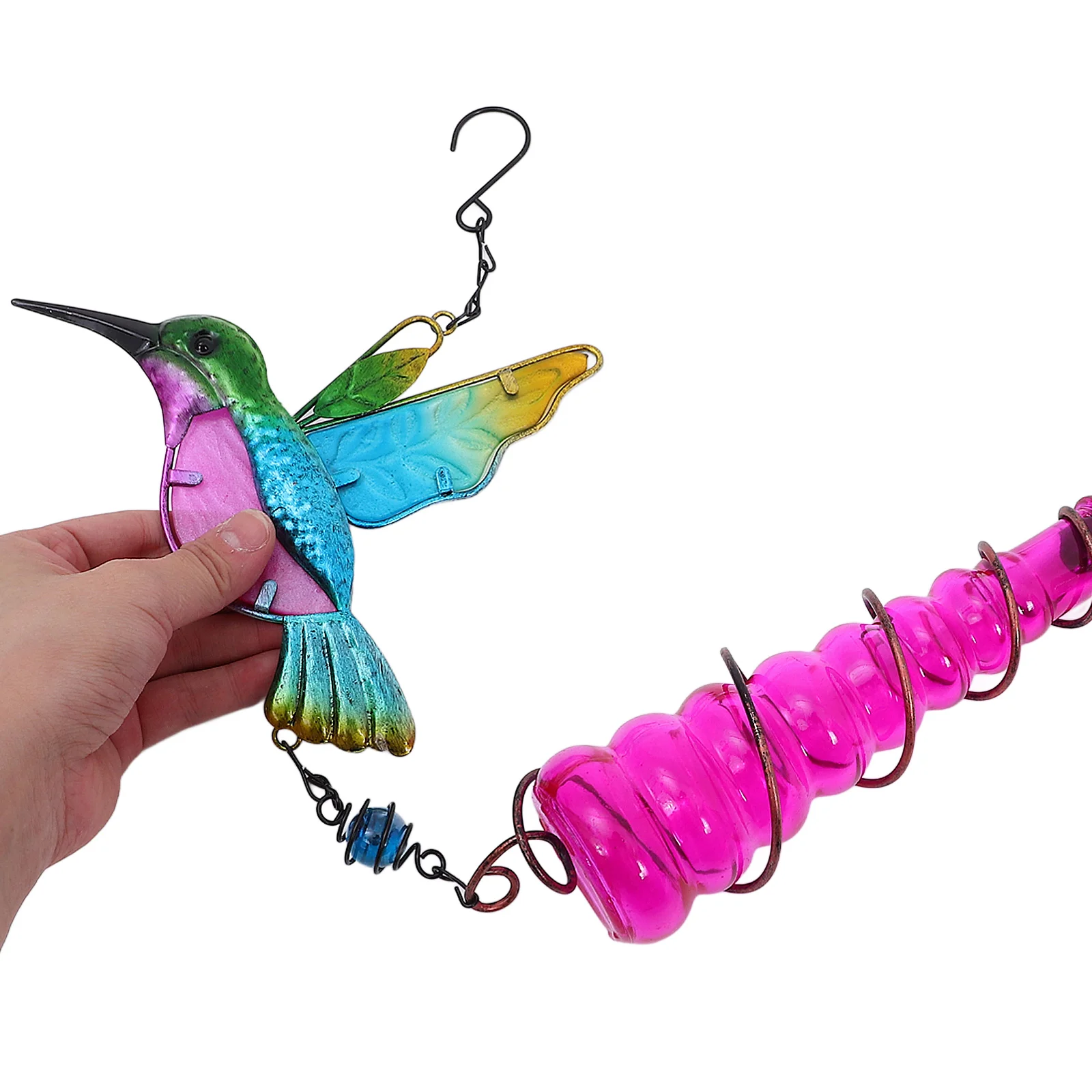 

Glass Painted Bird Feeder Hanging Outdoor Feeders Birds for outside Feeding Device Bracket