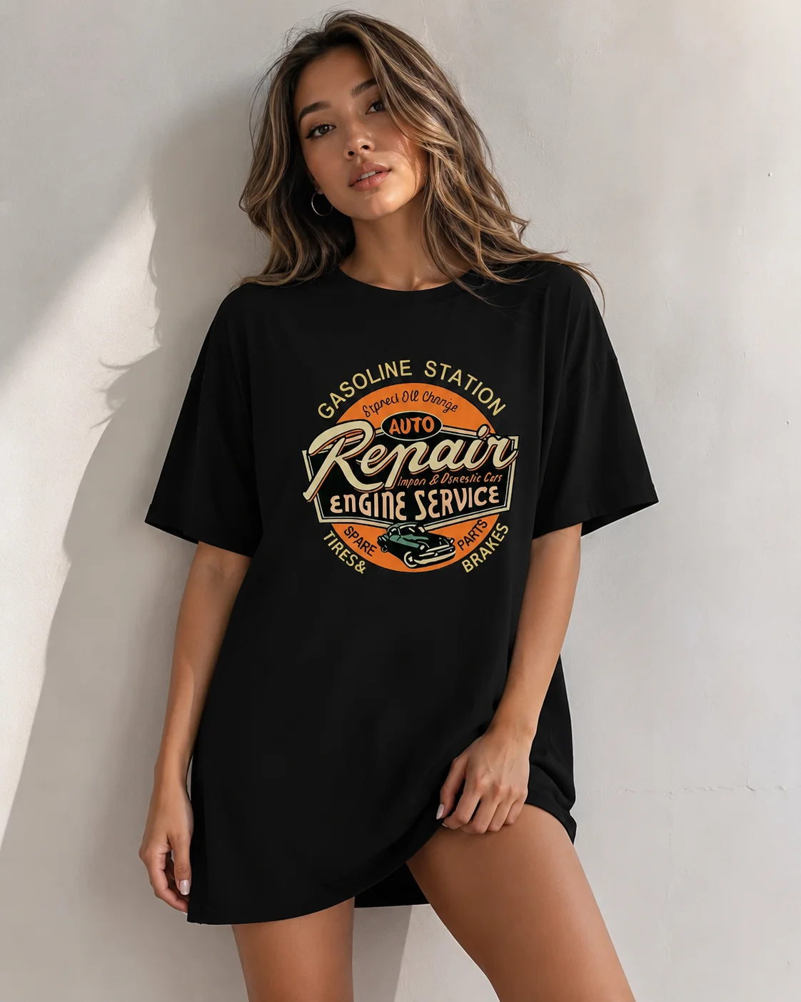Popular Products: Women's Ball Arm T-shirt Fashionable Summer Roosevelt Character Printed T-shirt Casual Cotton Shirt