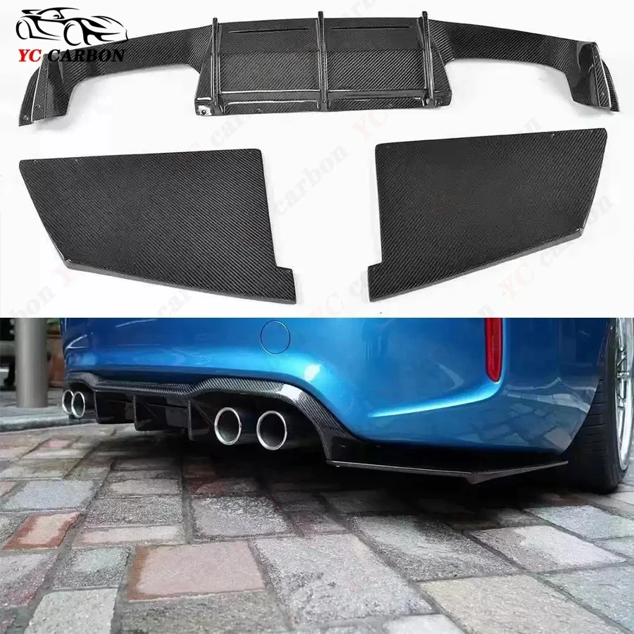 For BMW M2 F87 M2C 2014-2021 MTC Style Carbon Fiber Car Rear Lip Diffuser Back Bumper Spoiler Separator Upgrade body kit