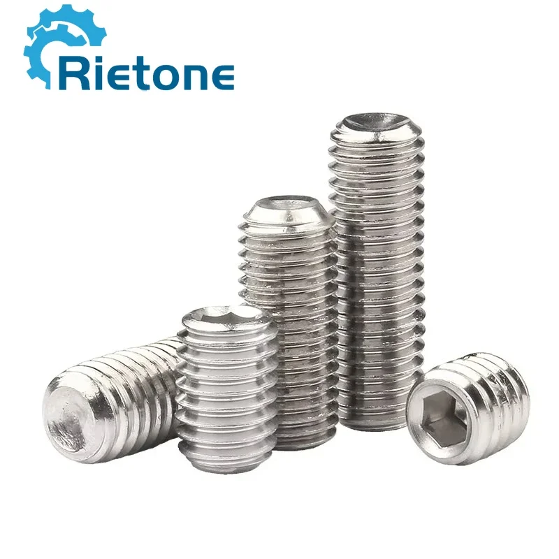 Parafuso sem cabeça m2 m2.5 m3 m4 m5 m6 m8 din916 304 inoxidável hexágono soquete allen copo ponto diy conjunto maçanetas da porta parafuso torneira