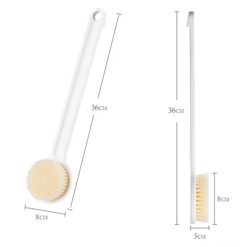 1PC Japanese Simple White Body Bath Brush Back Cleaning Long Handle Massage Brush Exfoliating Scrub Brush Bathroom Accessories