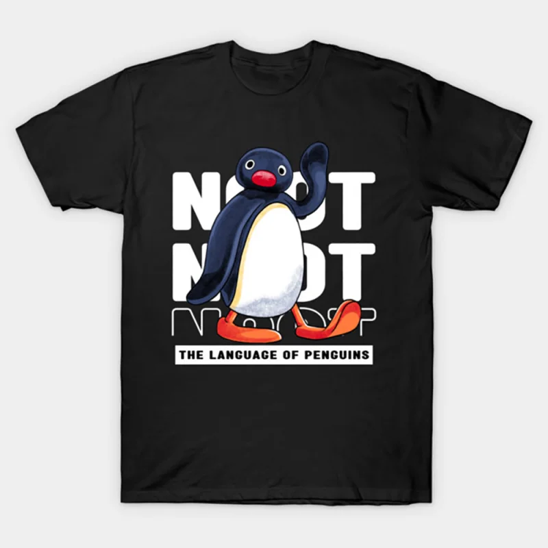 

0330 Noot Noot Pingu Meme Gift t shirt for men Funny cartoon Graphic Clothes 100% cotton printed Y2K clothing Large size tee