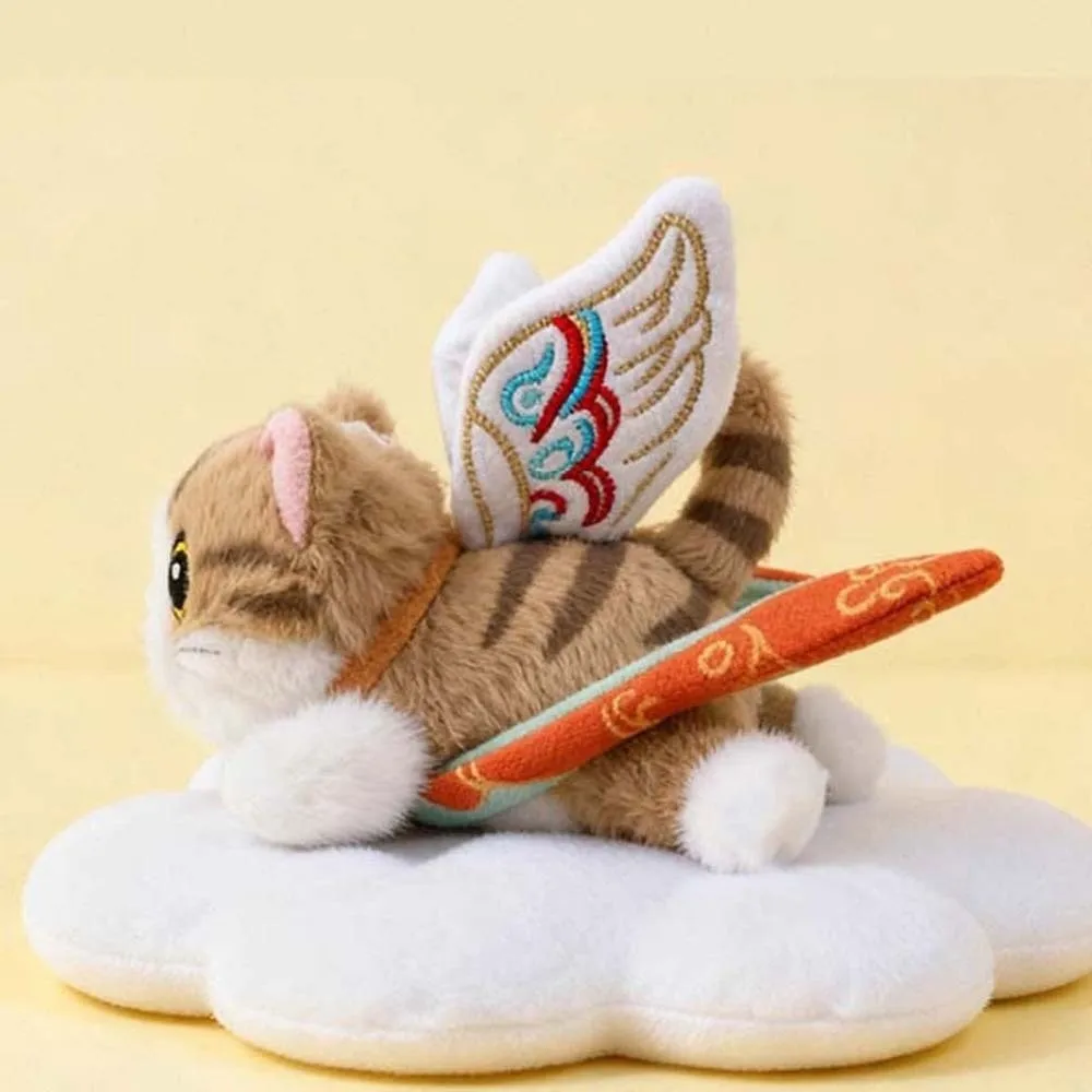 

Mini Soft Flying Cat Pendant Chinese Style PP Cotton Nine-Colored Deer Keychain Polyester Cute Plush Doll Key Ring Girls