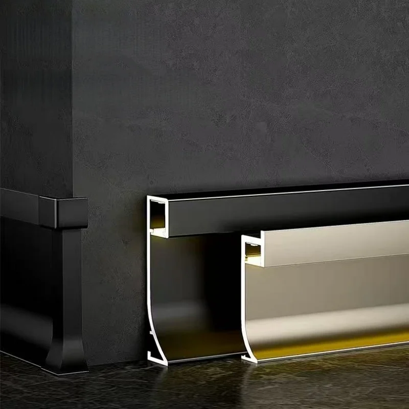 1M Led Embedded Floor Corner Skirting Line Aluminum Profile Baseboard Channel Corridor Home Stair Wall Decor Hard Strip Light