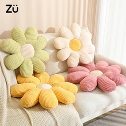 ZU 50/60cm Cute Flower Plush Pillow Stuffed Soft Plant Daisy Seat Cushion Beautiful Floral Plushies Peluche Sofa Chair Decor