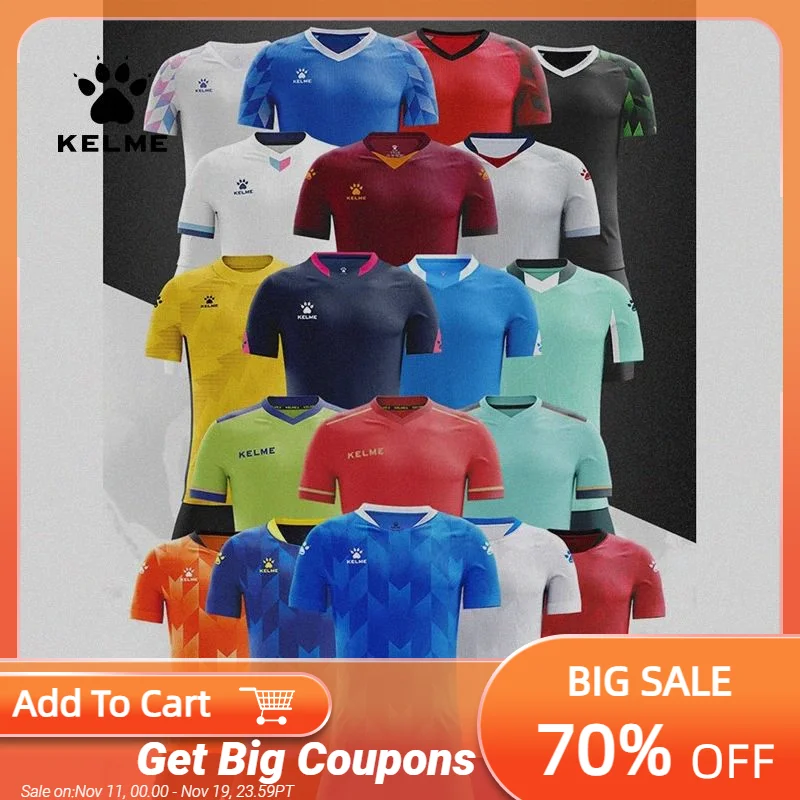 

KELME Soccer Jersey Custom Football Uniform Suit Mens Short-sleeved For Training Match Team Jerseys 9251ZB1001-1