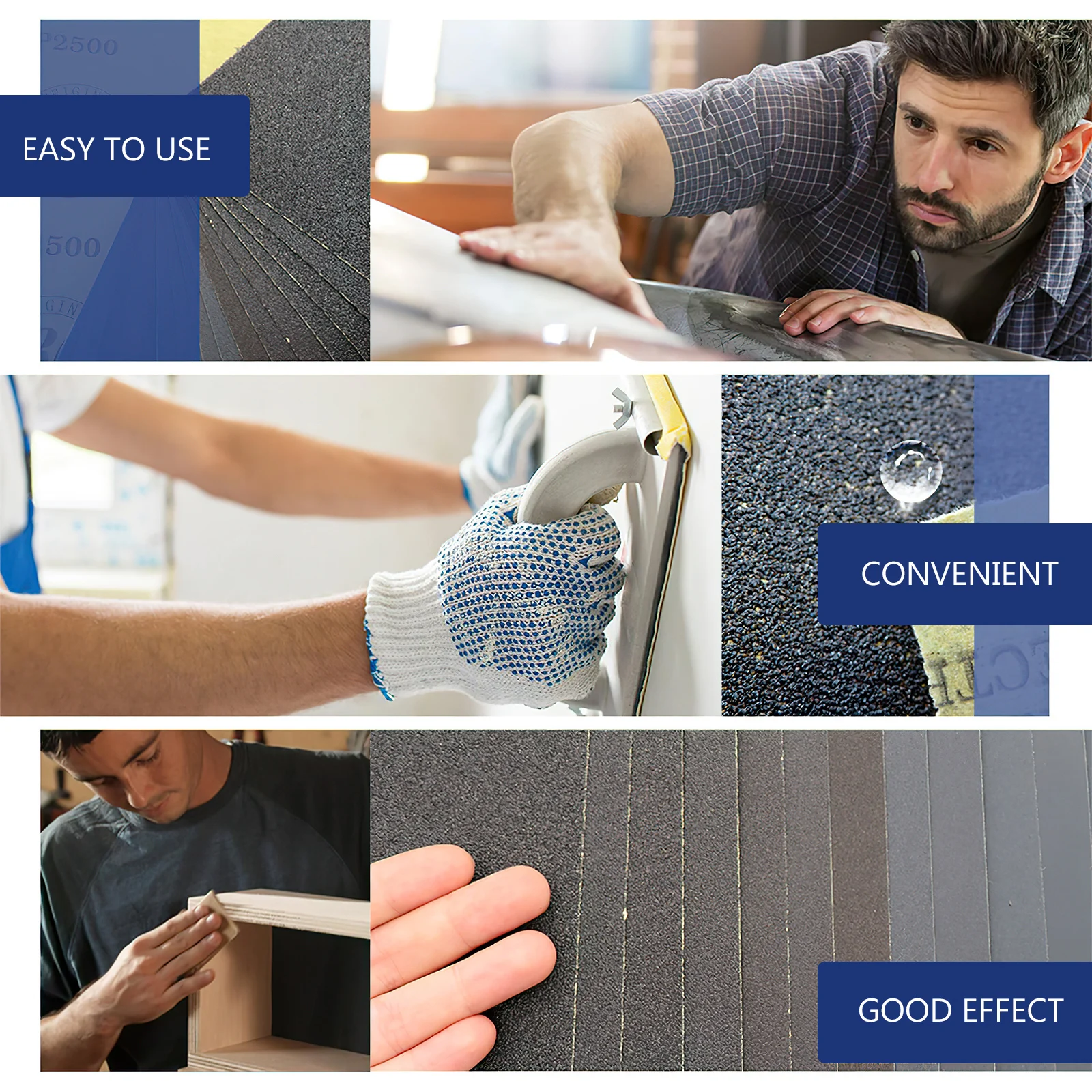 

Sand Paper Assorted Wet Dry Grit Set Black Silicon Carbide Abrasive for Wood Metal Glass 600 1200 Fine Automotive
