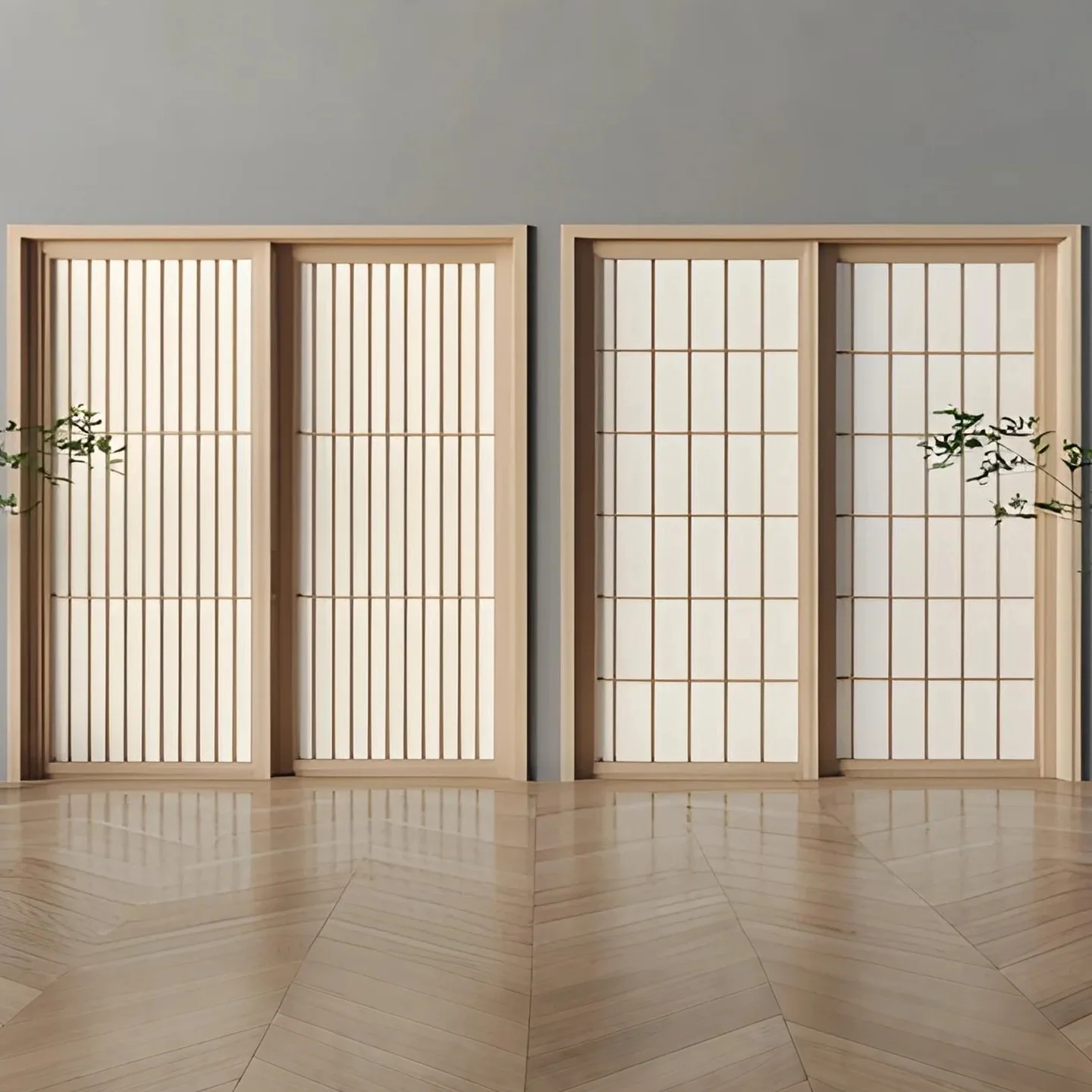 أبواب منزلقة شبكية مخصصة بنمط الخشب الطبيعي، أبواب غرفة على الطراز الياباني، أبواب منزلقة من حصير التاتامي، أبواب قابلة للطي، أبواب منزلقة من الخشب الصلب