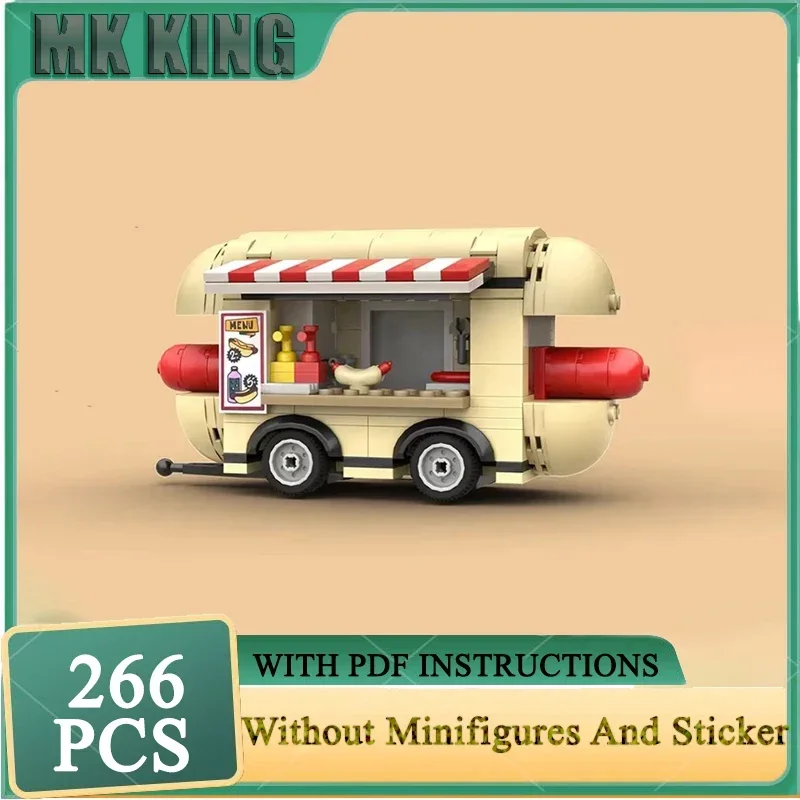 

Hotdog Trailer Store Moc Building Block Champion Speed Cars Model Technology Brick DIY Assembly Modular City Street View Toy