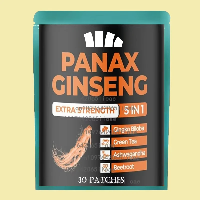

30 Patches Red Panax Ginseng + Ginkgo Biloba High Ginsenosides for Energy, Performance & Focus Pills for Men & Women