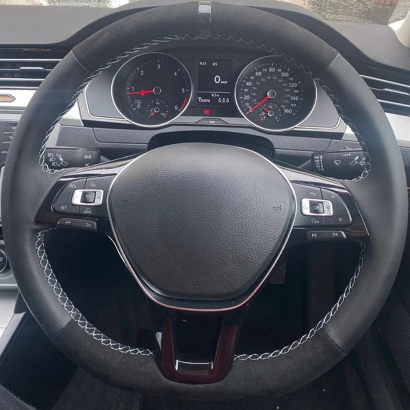 Anti-Slip Wildleder Leder Auto Lenkrad Geflecht Abdeckung Für Volkswagen VW Golf7 Mk7 Neue Polo Jetta Passat B8 Tiguan Sharan