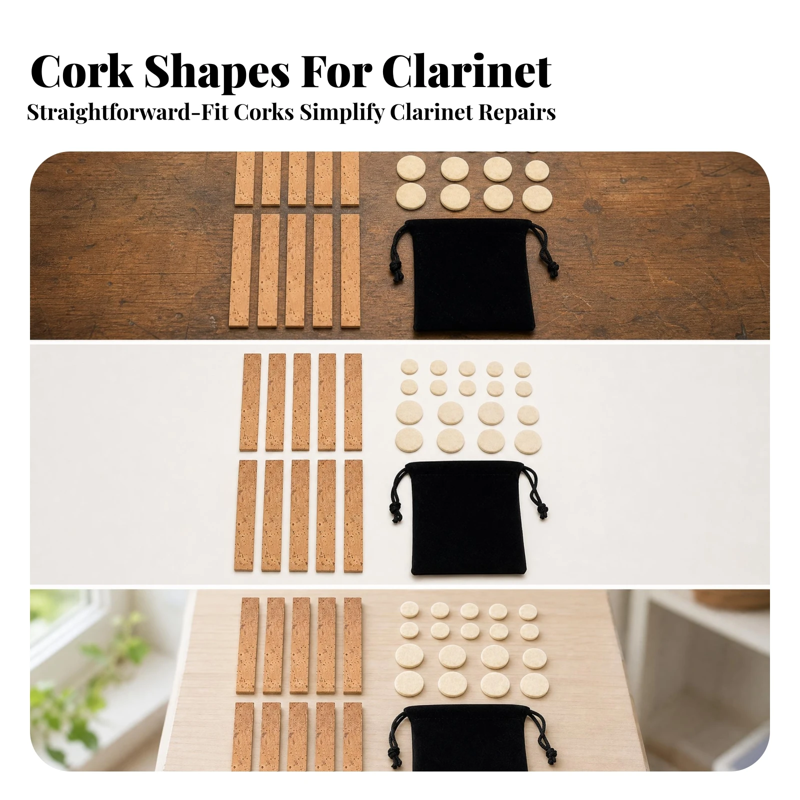 Music Gear Light Beige Clarinet Pad and Cork Set