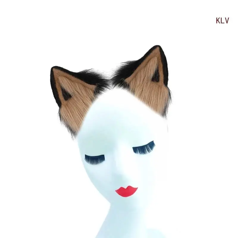 Mode Animes cheveux accessoire en peluche chat oreilles bandeau pour habiller et fête Cosplay postiche à la main chat cheveux