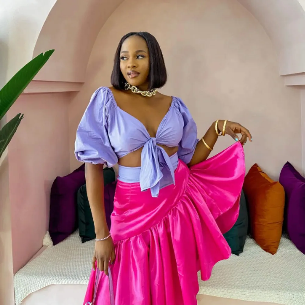 

Fuchsia Asymmetrical Women Skirts Tea Length Sheath Maxi Party Skirt Yong Girls Holoday Wear Saias Wihtout Top