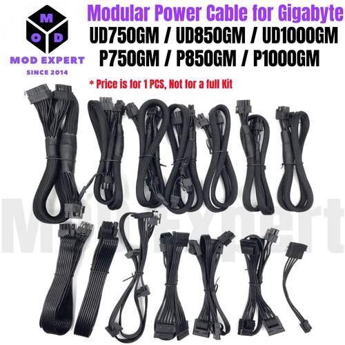 Cable de alimentación modular para Gigabyte UD750GM, UD850GM, UD1000GM, GPU PCI-E 8 pines 6+2 pines, CPU 4+4 pines, SATA, Molex IDE 4 pines, ATX 24 pines