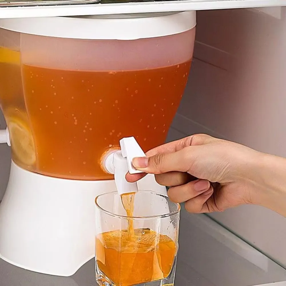 

5.3L Rotating Beverage Dispenser with Faucet Large Capacity Drink Kettle Heat-resistant 3 Compartment Cold Water Bucket Summer