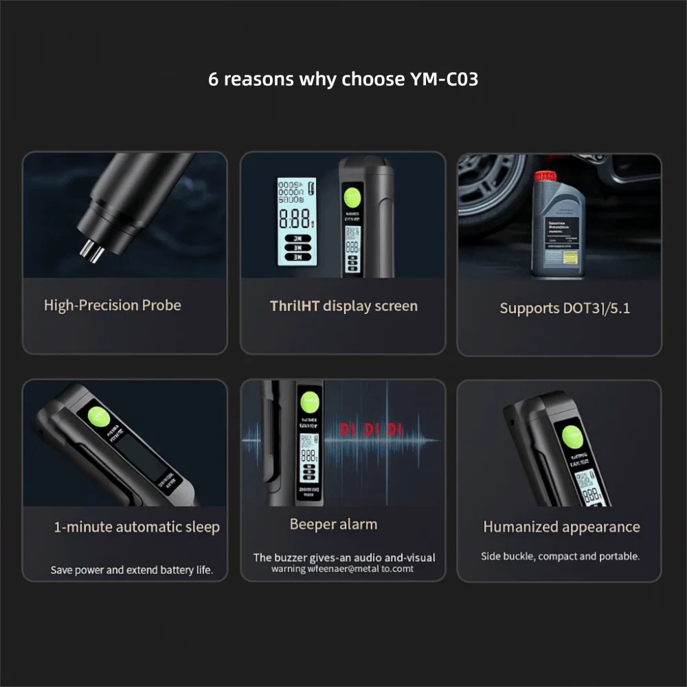 

Портативный тестер тормозной жидкости HTN с дисплеем, высокоточный зонд, ручка-детектор для определения содержания воды в тормозной жидкости