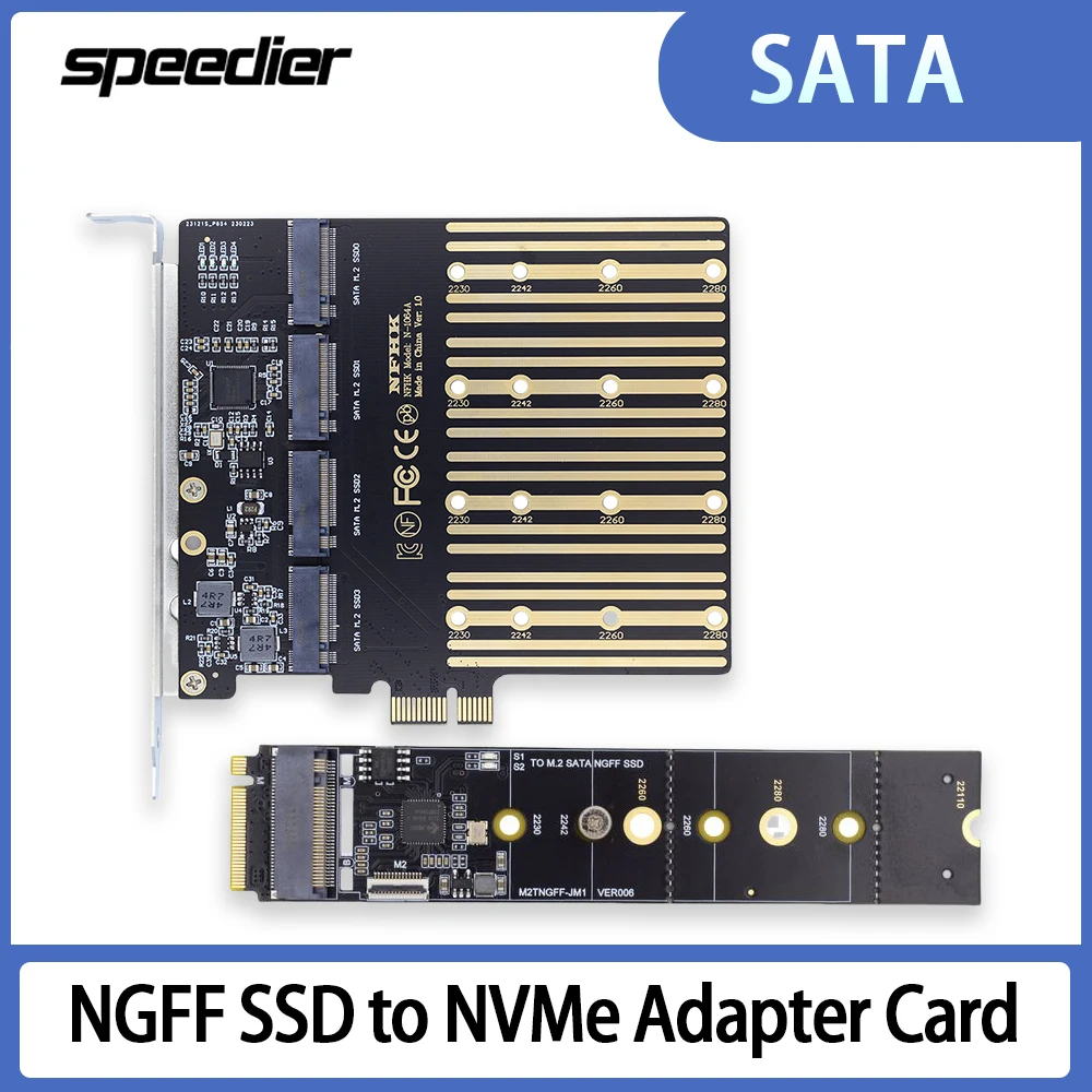 NGFF Hard Drive To NVMe Adapter Card,M.2 B/M-KEY SATA NGFF SSD To Main Board M-KEY NVME Expansion Card PCIE Key B+M ransfer