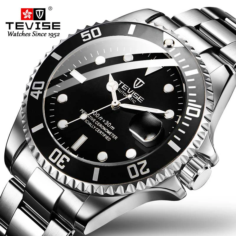 Tevise 2021 Big Diver Mechanical Business Watches Automatic Watch Men Waterproof Luxury Brand Full Steel Wristwatch Reloj Hombre