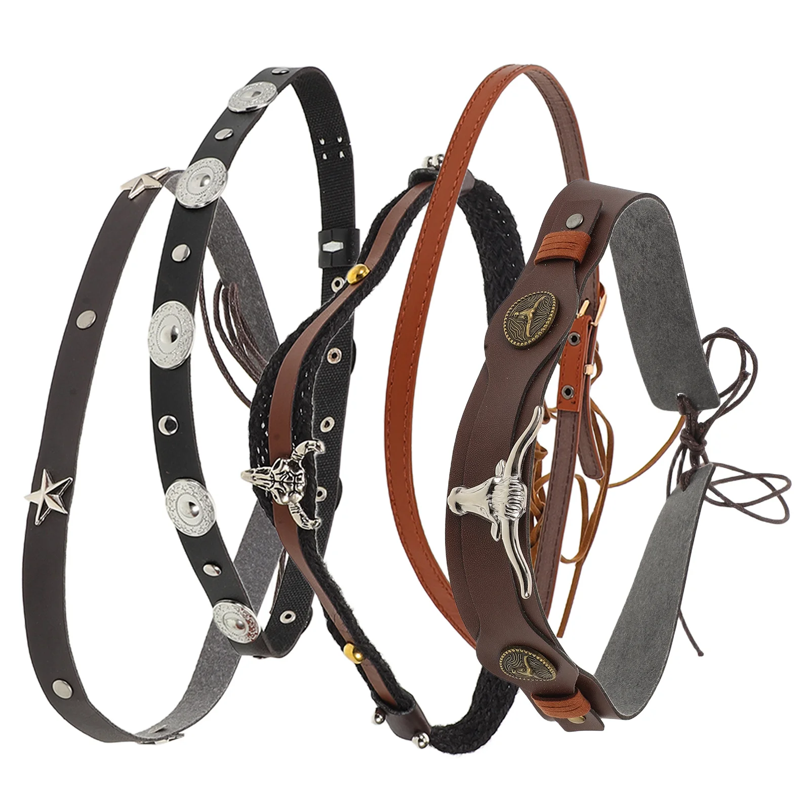 

5Pcs Vintage Artistic Hat Bands Ethnic Style Cowboy Fedora Straw Hat Straps Adjustable for Men Women Cow Headband Adult